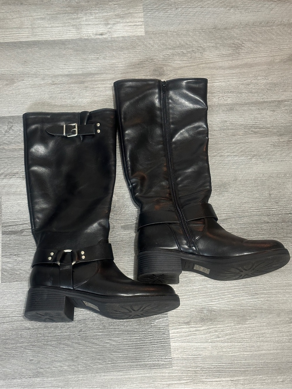 Call It Spring Black Moto Biker Boots Size 10